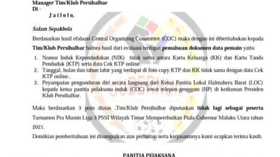 Palsukan Data Pemain, Persihalbar Digugurkan